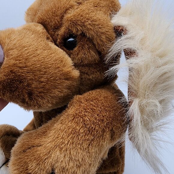 Vtg Union Toy Brown Dog Plush 15" Big Feet Floppy Fuzzy Ears Leather Nose 80s - Picture 5 of 13